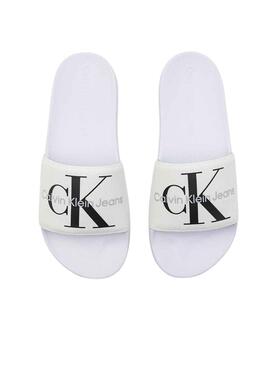 Tongs Calvin Klein Monogramme Blanc pour Homme