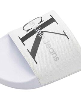 Tongs Calvin Klein Monogramme Blanc pour Homme