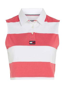 Polo Tommy Jeans Stripe Rose pour Femme