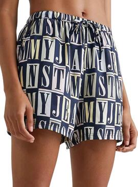 Shorts Tommy Jeans Spellout Bleu Marine pour Femme