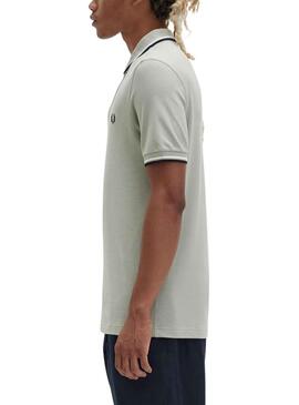Polo Fred Perry Twin Tipped Gris pour Homme