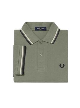 Polo Fred Perry Twin Tipped Gris pour Homme