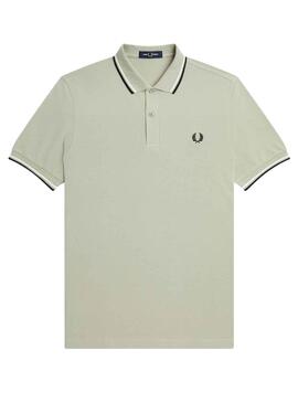 Polo Fred Perry Twin Tipped Gris pour Homme