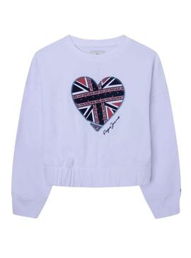 Sweat Pepe Jeans Joie Blanc pour Fille