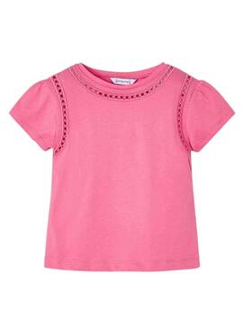 T-Shirt Mayoral Broderie Calado Rosa pour Fille