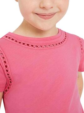 T-Shirt Mayoral Broderie Calado Rosa pour Fille
