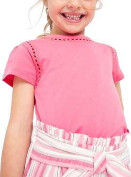 T-Shirt Mayoral Broderie Calado Rosa pour Fille