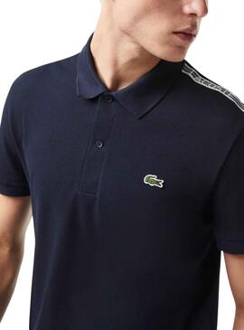 Polo Bandes Lacoste Bleu Marine pour Homme