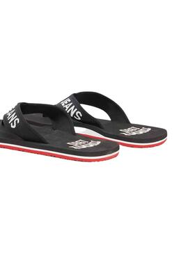 Flip flops Tommy Jeans Logo Tape Noire pour Homme