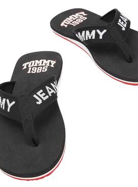 Flip flops Tommy Jeans Logo Tape Noire pour Homme