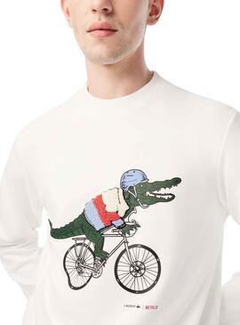 Sweat Lacoste Netflix Sex Education Blanc