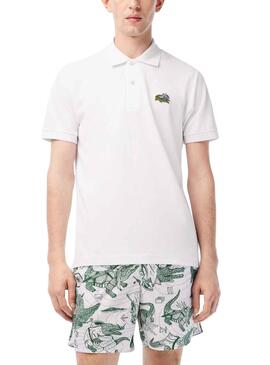 Polo Lacoste Netflix Bridgerton Blanc pour Homme