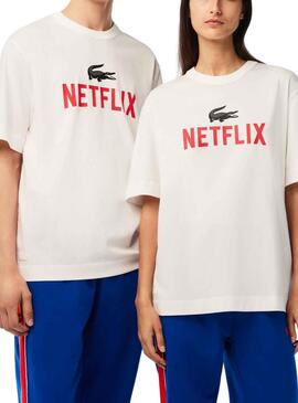 T-Shirt Lacoste Netflix Blanc Femme et Homme