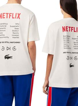 T-Shirt Lacoste Netflix Blanc Femme et Homme