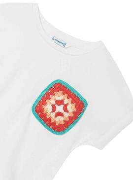T-Shirt Mayoral Broderie Blanc pour Fille