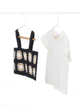 Set Top Crochet et T-Shirt Mayoral Noire pour Fille