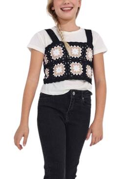 Set Top Crochet et T-Shirt Mayoral Noire pour Fille