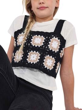 Set Top Crochet et T-Shirt Mayoral Noire pour Fille