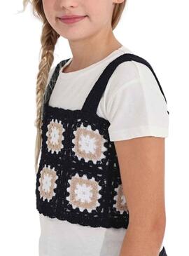 Set Top Crochet et T-Shirt Mayoral Noire pour Fille