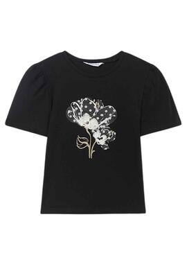 T-Shirt Mayoral Applique murale Noire pour Fille