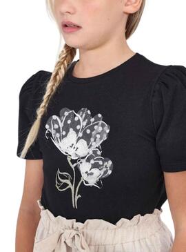 T-Shirt Mayoral Applique murale Noire pour Fille