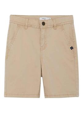 Bermuda Name It Silas Slim Long Beige pour Garçon