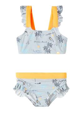 Bikini Name It Zerta Bleu Marine et Blanc Fille