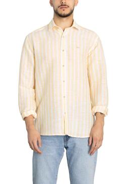 Chemise Klout Lino Rayures Jaune et Blanc