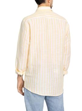 Chemise Klout Lino Rayures Jaune et Blanc