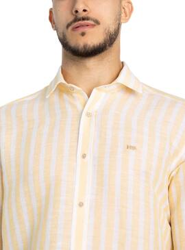 Chemise Klout Lino Rayures Jaune et Blanc