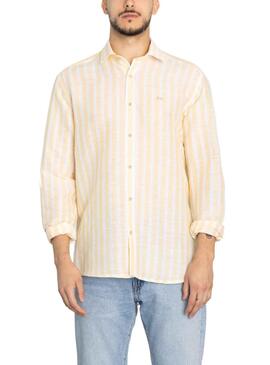 Chemise Klout Lino Rayures Jaune et Blanc