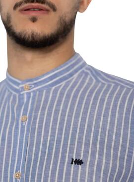 Chemise Klout Mao Rayures Bleu y Blanc