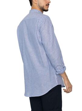 Chemise Klout Mao Rayures Bleu y Blanc