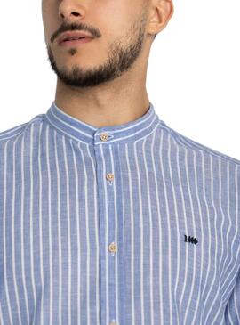 Chemise Klout Mao Rayures Bleu y Blanc