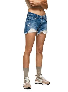 Shorts Pepe Jeans Moqueur Bleu pour Femme