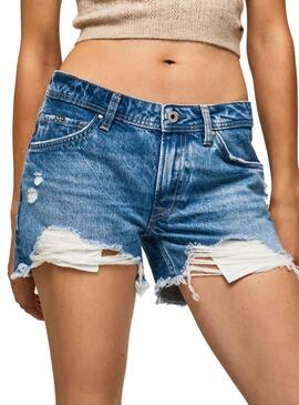 Shorts Pepe Jeans Moqueur Bleu pour Femme