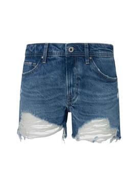 Shorts Pepe Jeans Moqueur Bleu pour Femme