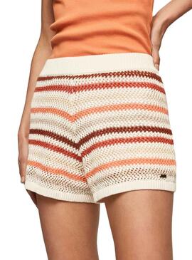 Shorts Pepe Jeans Frances Beige pour Femme