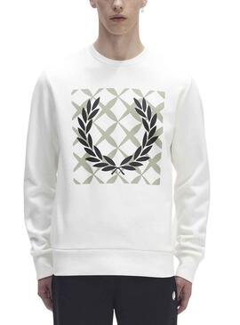 Sweat Croix Fred Perry Blanc pour Homme