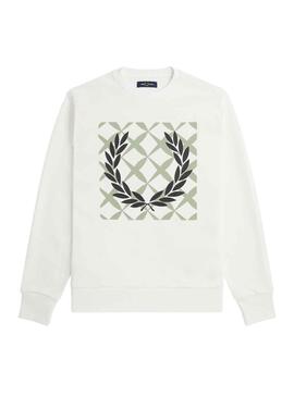 Sweat Croix Fred Perry Blanc pour Homme