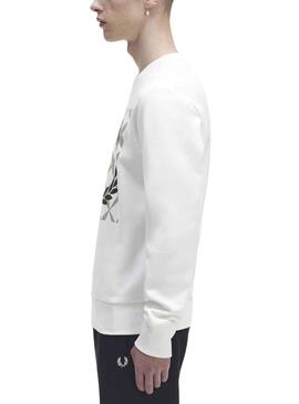 Sweat Croix Fred Perry Blanc pour Homme