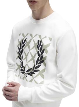 Sweat Croix Fred Perry Blanc pour Homme