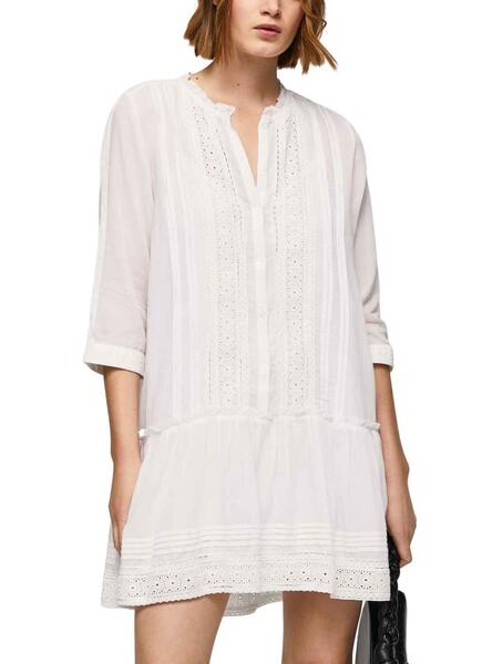 Robe Pepe Jeans Patris Blanc pour Femme