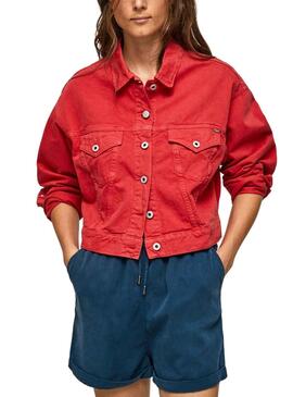 Veste Denim Pepe Jeans Foxy Rouge pour Femme