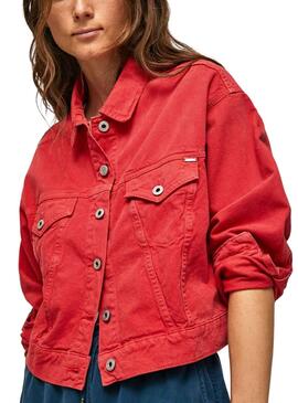 Veste Denim Pepe Jeans Foxy Rouge pour Femme