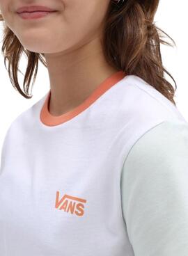 T-Shirt Vans Colorblock Crew Blanc Fille