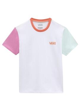 T-Shirt Vans Colorblock Crew Blanc Fille