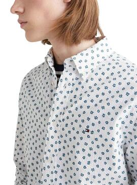 Chemise Tommy Jeans Flower Blanc et Vert