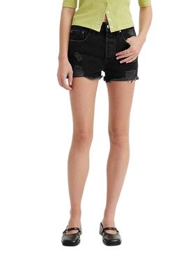 Short Levis 501 Noire Rotos pour Femme