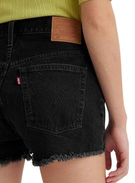 Short Levis 501 Noire Rotos pour Femme